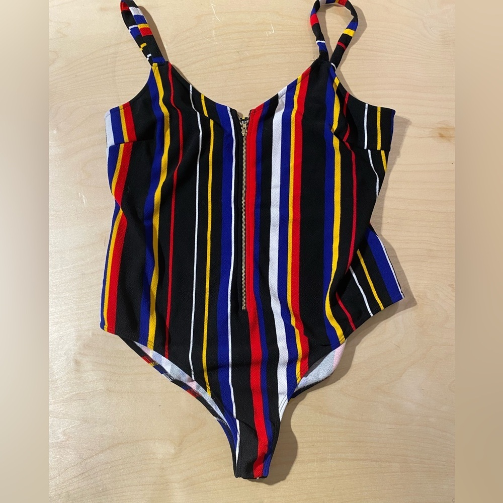 Fashion Nova Colorful Striped Bodysuit 2X (NH)